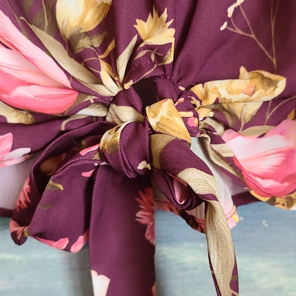 Women's Sweet Pea Purple Blouse 3/4 Sleeve Size L - Picture 5 of 7